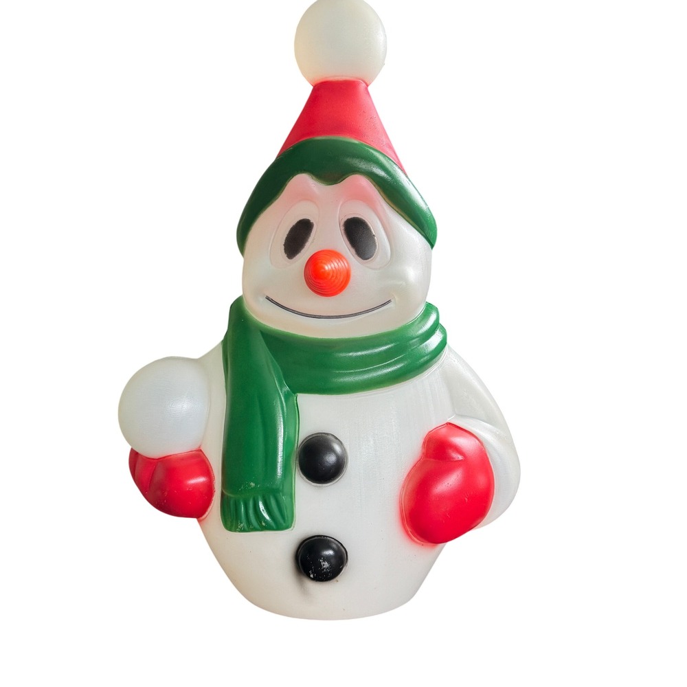 Vintage Christmas‎ Snowman Blow Mold Tabletop Light Up Decoration General Foam